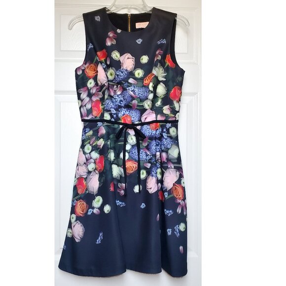 Ted Baker Izobela Kensington Black Floral Dress Size US 6 - Picture 5 of 10